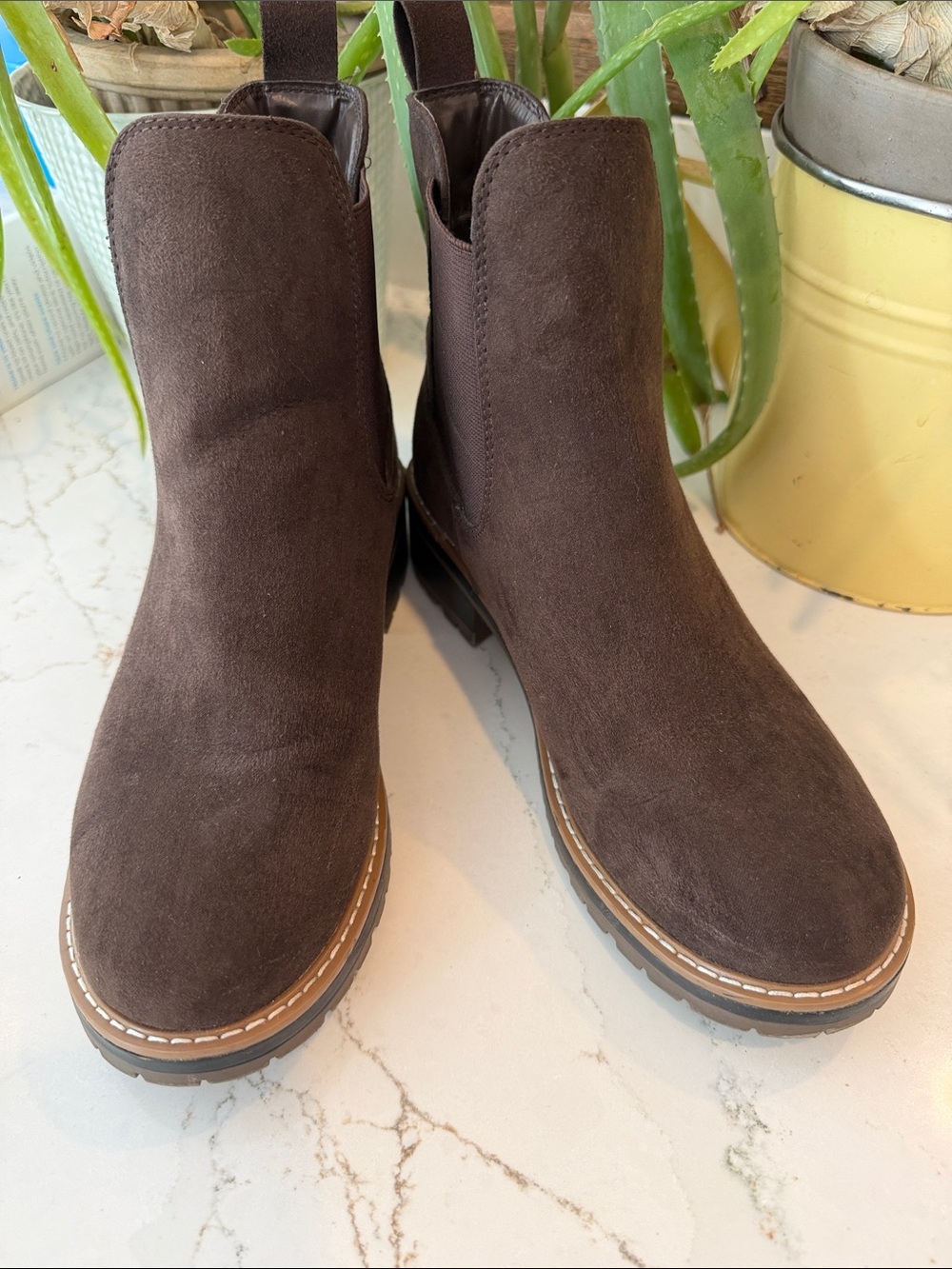 Kensie Dark Brown Suede Chelsea Ankle Boots